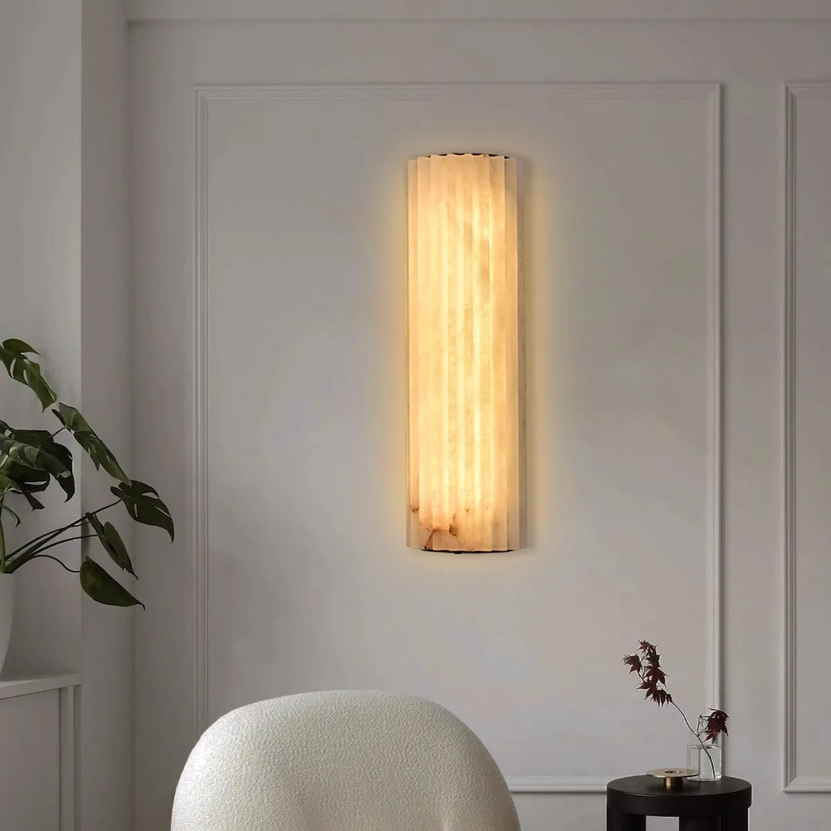 Designer Luxury Modern Minimalist Spanish Marble LED Wall Lamp Bedside Bedroom Living Room brass copper wall Sconce Light