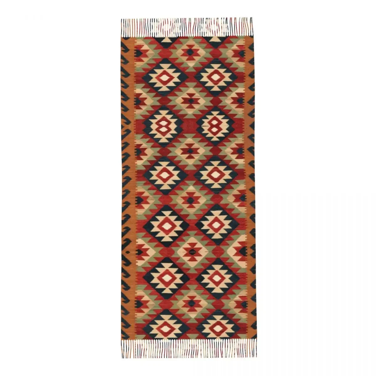 Turkish Kilim Tassel Scarf Women Soft Bohemian Geometric Diamond Tribal Ethnic Art Shawls Wraps Female Winter Fall Scarves