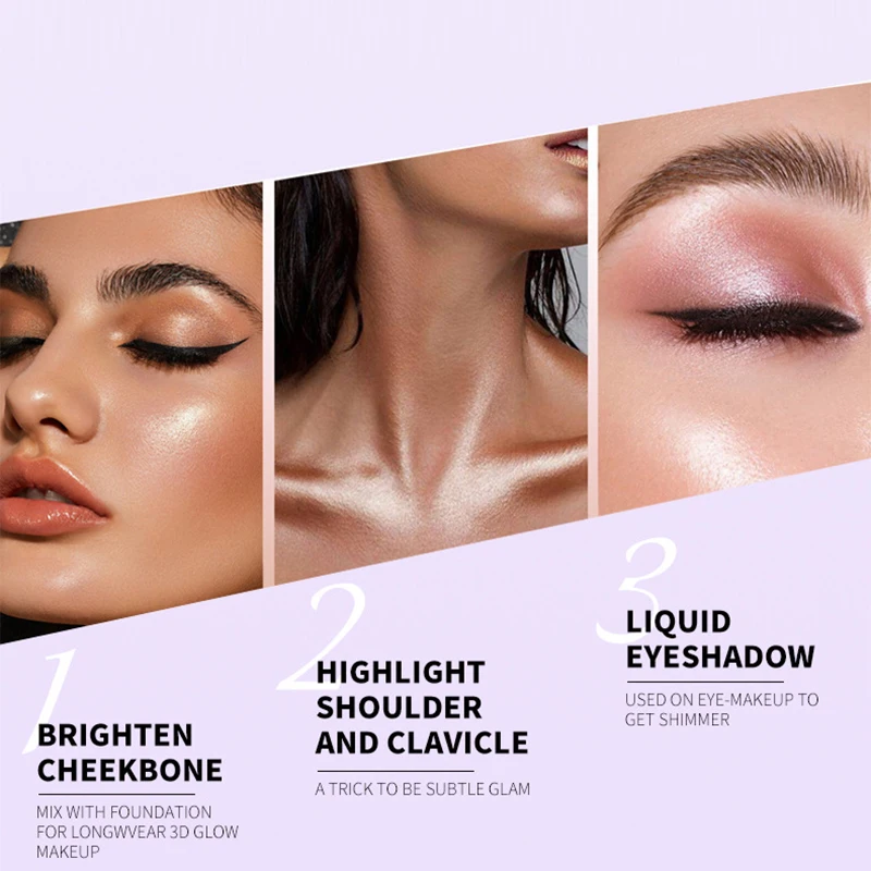 سائل ظهرت اللؤلؤ، سائل ظلال عيون صغير، تسليط الضوء على الحواجب، تسليط الضوء على اللمعان الناعم، 7 ألوان