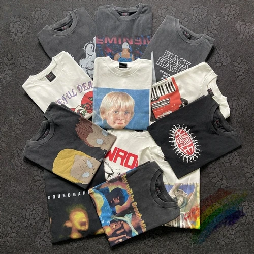 Camiseta Vintage circundante de bandas de Rock de celebridades americanas para hombres y mujeres, camiseta de la mejor calidad 1:1, camisetas superiores