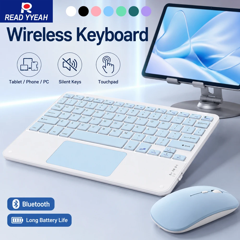 

Ultra Slim Bluetooth Keyboard With Touchpad Type C Charging Multi System Compatible Portable External Keyboard For All Tablets