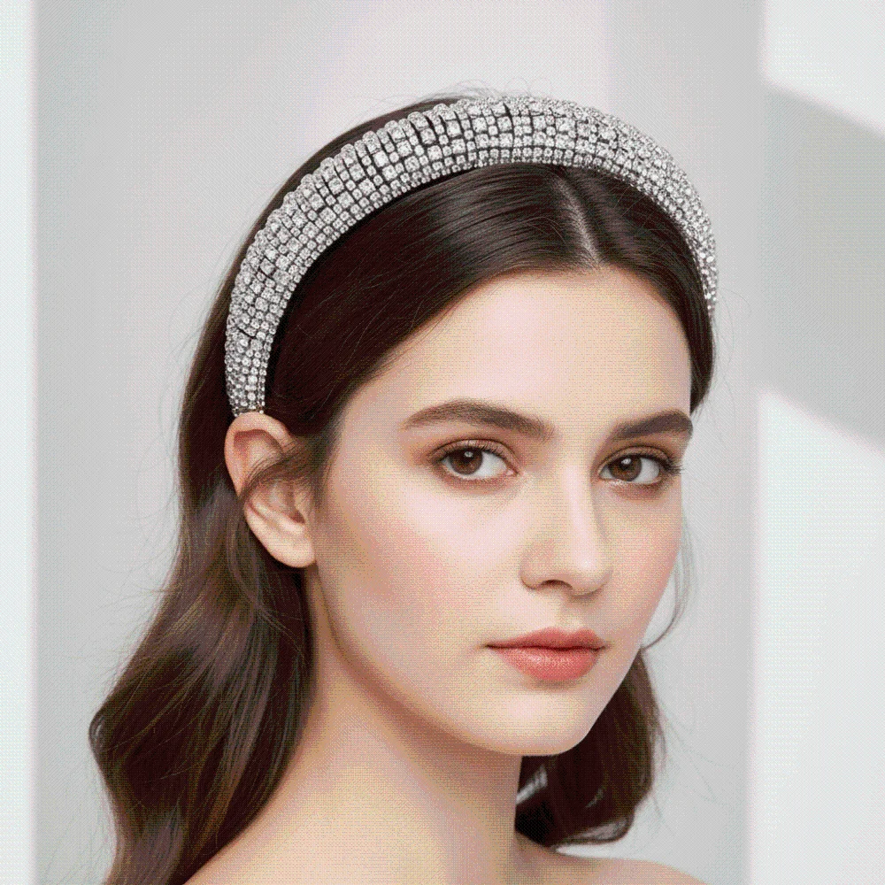 

Jeweled Hairbands Padded Rhinestone Headband Wide-brim Luxury Crystal Hairband Chic Glittering Sponge Hair Hoop Party