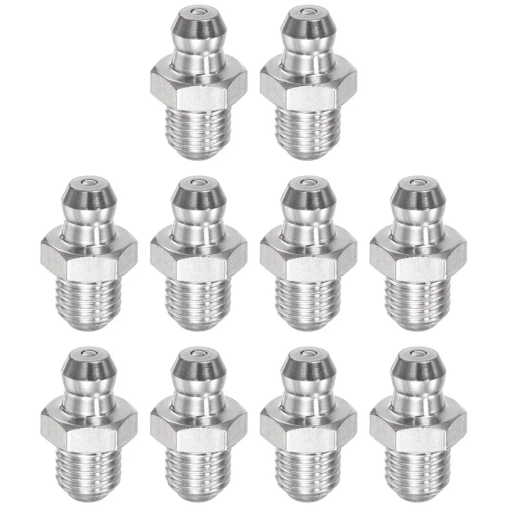 10 Pcs 201 Stainless Steel Straight Hydraulic Grease Fitting M6 X 1mm Thread Kit Height Grease Nipple Machine Tool Supplies