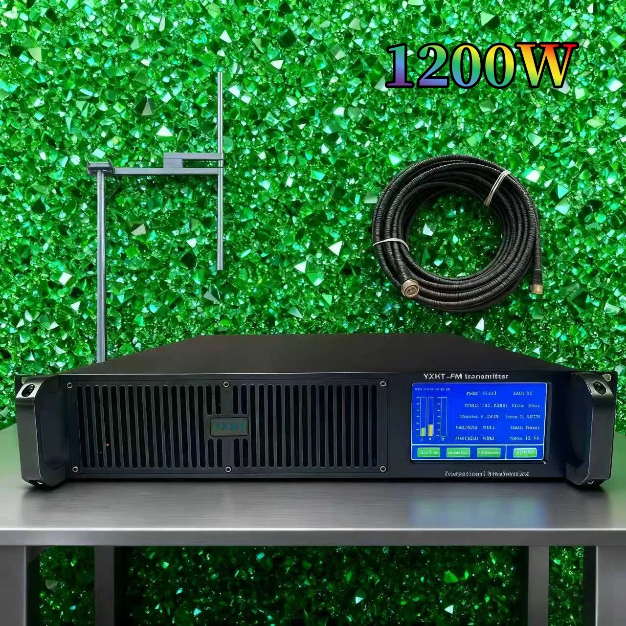 

100-240V Adaptable YXHT-1.2KW(1200W) FM Transmitter Kit, Energy-Saving & Stable Performance for Radio Station, Café