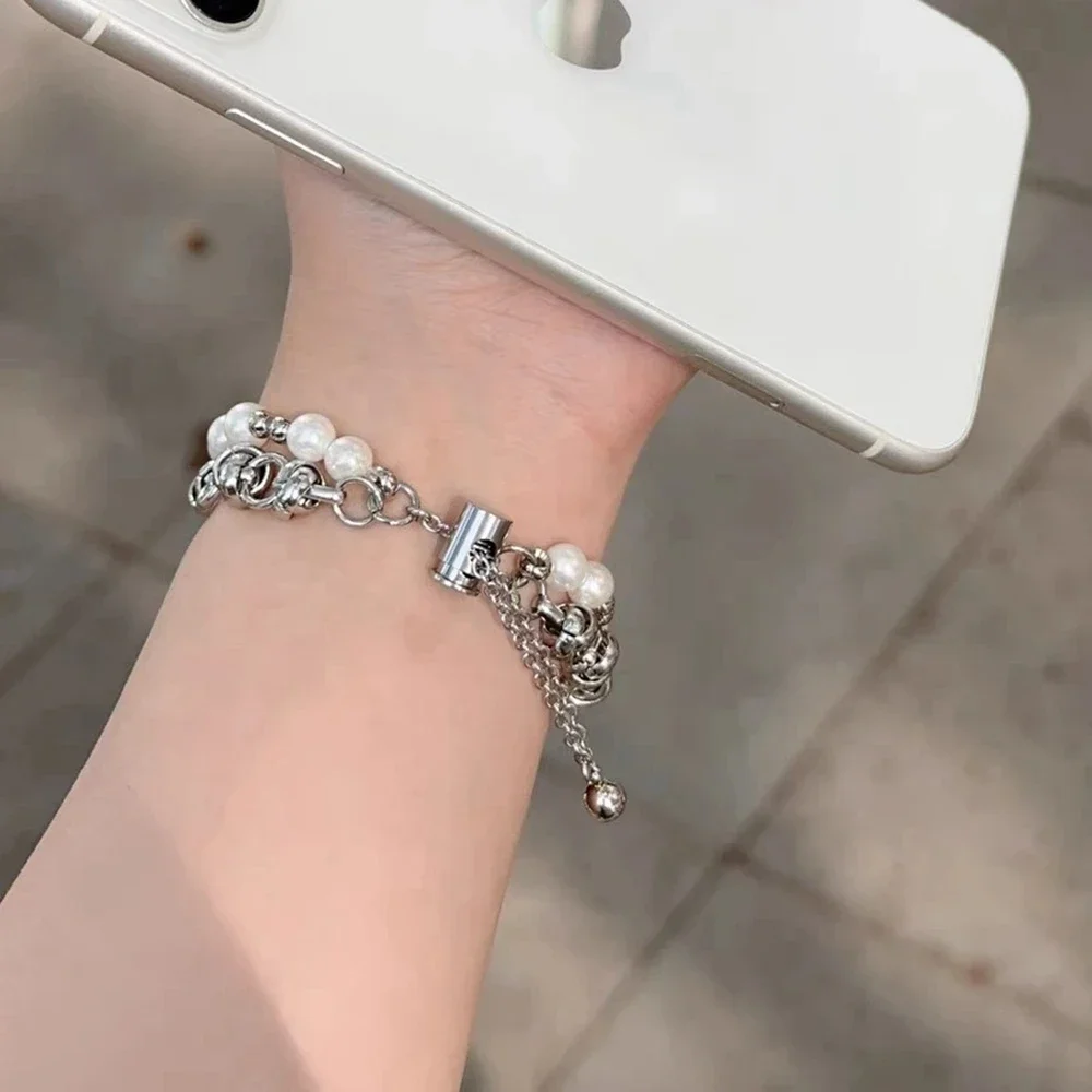 Correa de bucle de Metal con cuentas para Apple Watch Band para mujer 38mm 40mm 41mm 42mm 44mm 45mm 46mm 49mm