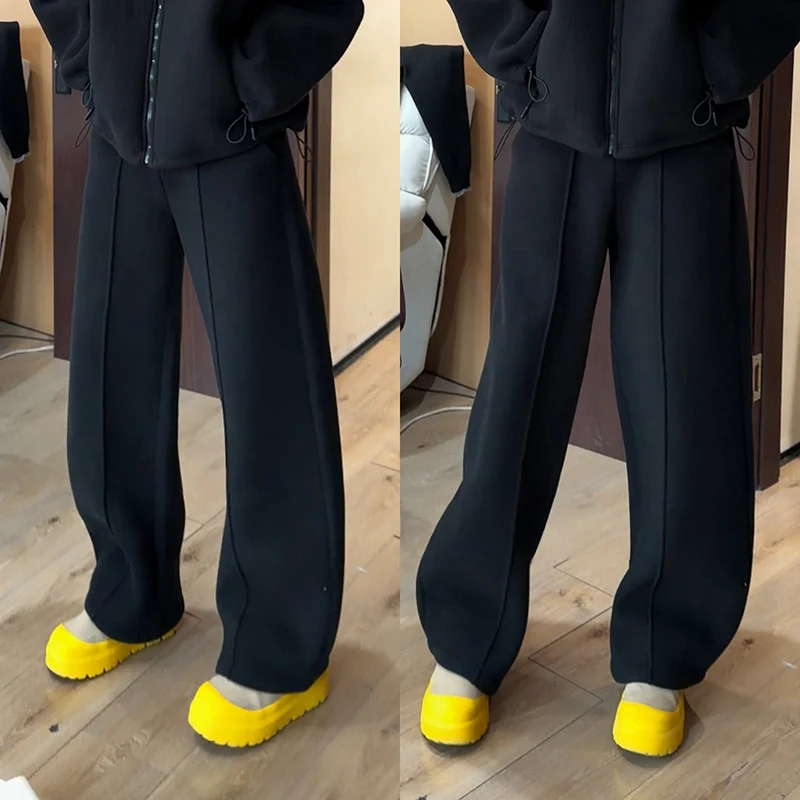 أطقم رجالية شتوية كاجوال من الصوف للأنشطة الخارجية، طقم من قطعتين بلون واحد، جاكيت بسحاب وبنطلون بتصميم عتيق، أطقم رياضية رجالية