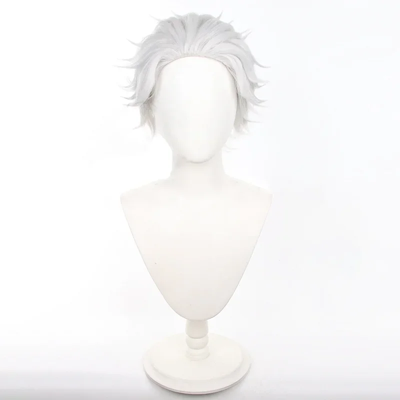 大人の男性のためのかつら,アニメのかつら,短い白のかつら,衣類のアクセサリー,ハロウィーンのパーティーのためのアクセサリー,ワインダーブレーカ,アニメ