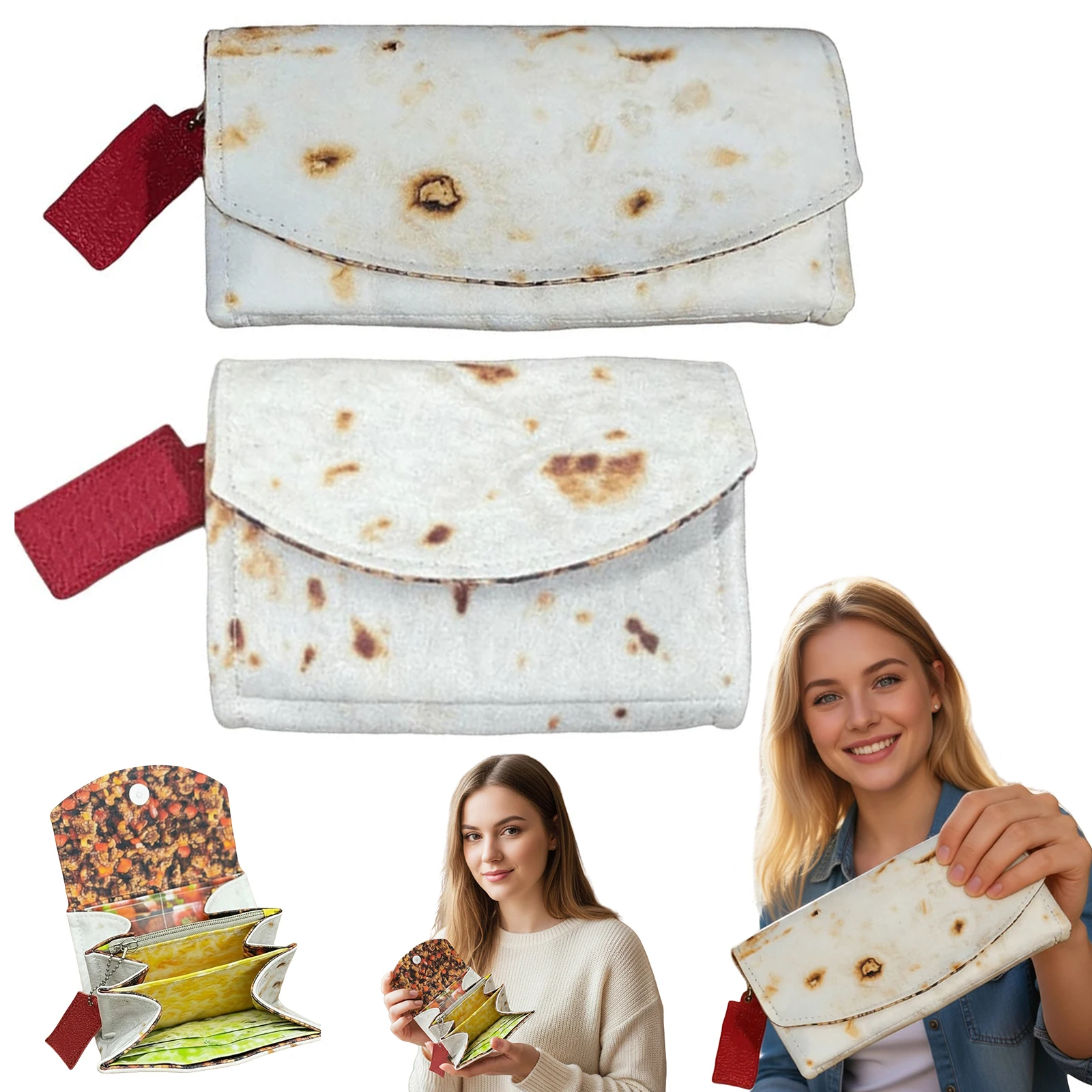 

Для Burritos Giant Tortilla, нейтральный кожаный кошелек с устойчивым к царапинам ремешком для удобных переноски подарков для женщин (маленький/большой)