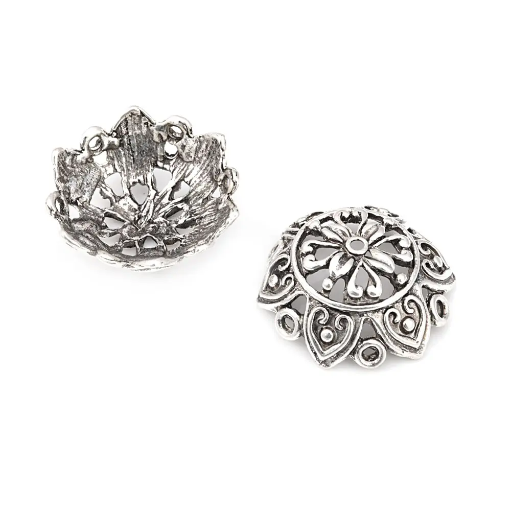 20 Đường Kính 18MM Chống Bạc Màu Đồng Cổ Kẽm Hợp Kim Lớn Hạt Mũ Trang Sức Làm Nguồn Cung Cấp Những Phát Hiện Phụ Kiện