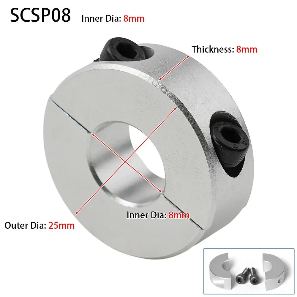 1Pcs Aluminum Alloy Fixed Locking Limit Ring 6-20mm Diameter Separate Optical Axis Shaft Collar Double Split with Screws