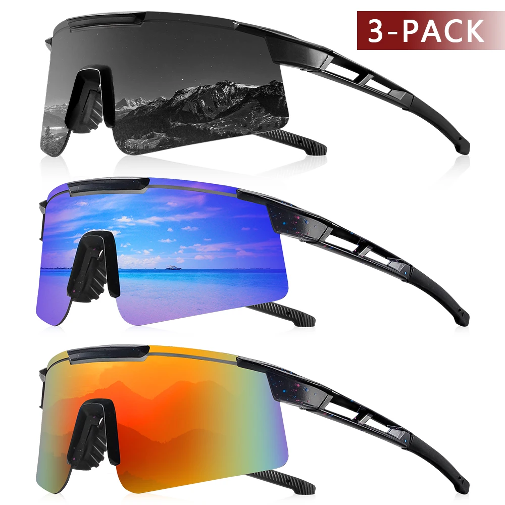 CRIXALIS 3-teilige Sonnenbrille für Herren, Vintage-Stil, Skifahren, Snowboarden und Radfahren, Sonnenbrille für Halloween, Weihnachten, Schatten, UV400