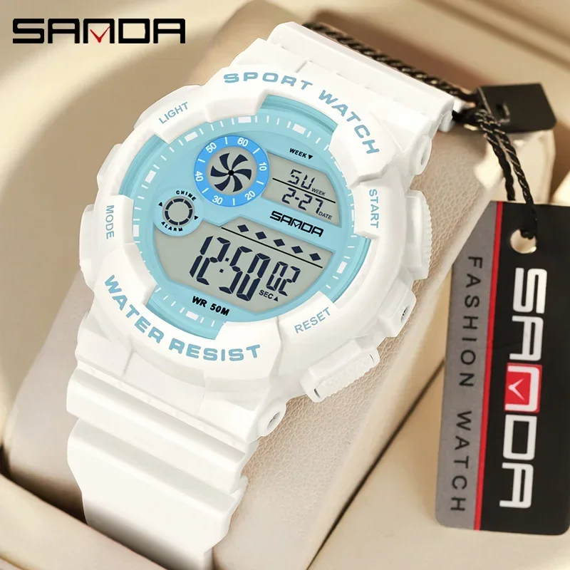 

SANDA men's and women's watches students casual sports outdoor automatic rubber quartz clock LED shockproof couple new models