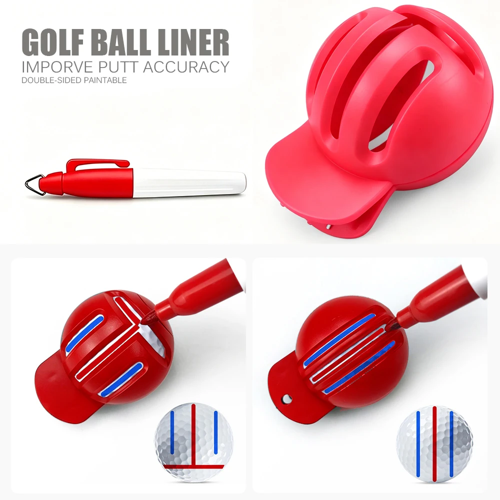 Golf Ball Line Drawing Clip Double Sided 3 Mark Lines Putting Aiming Tool Portable Golf Practice Gift for Golfer