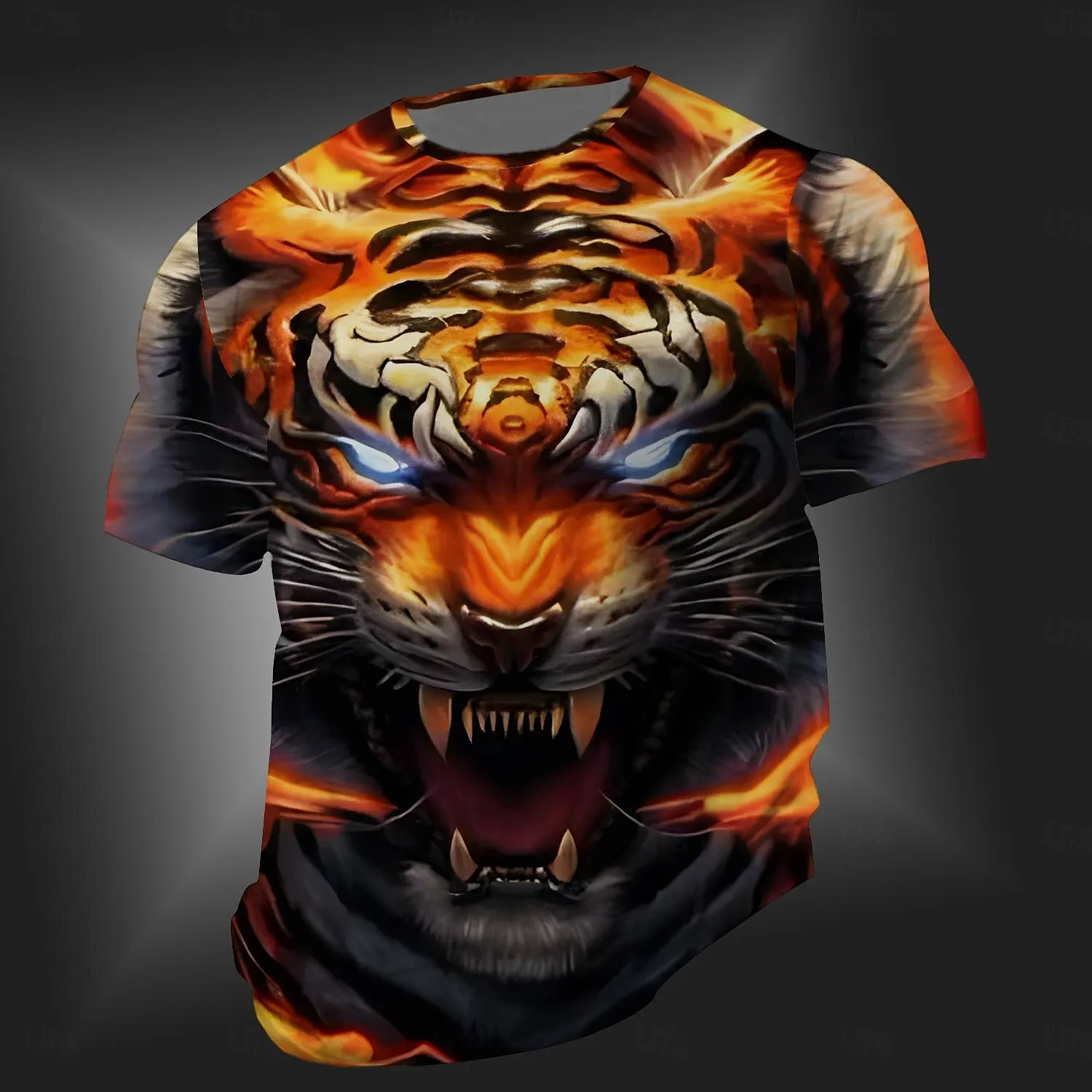 

3D Print Animal Tiger Pattern Men's T-Shirt Top Summer Outdoor Street Casual Short Sleeve Tees Loose Round Neck Creative Clothes