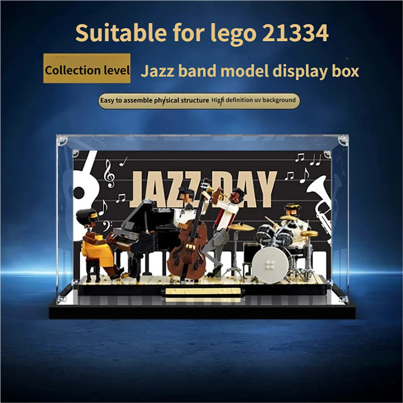 

Acrylic Display Box for Lego 21334 Jazz Band Model, 3mm Dustproof Display Box, Transparent Display Case (Model Not Included)