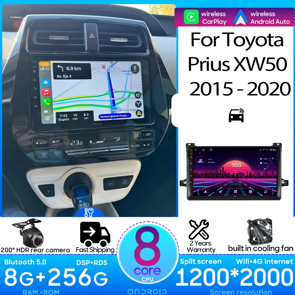 

Android 15 For Toyota Prius XW50 2015 - 2020 Car Multimedia Player Carplay Auto Head Unit Radio Video Stereo Navigation GPS 2din