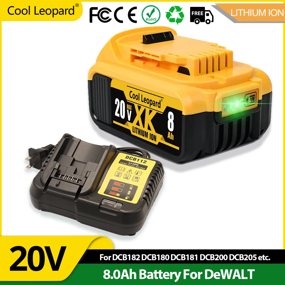 

Original DCB200 20V 8000mAh Lithium Replacement Battery For Dewalt 18V DCB184 DCB200 DCB182 DCB180 DCB181 DCB182 DCB201 DCB206