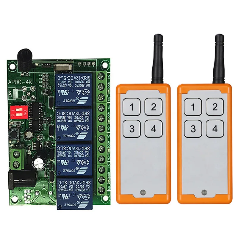 2000m DC12V 24V 4CH Wireless Remote Control LED Light Switch Relay Output Radio RF Transmitter And 433 MHz Receiver