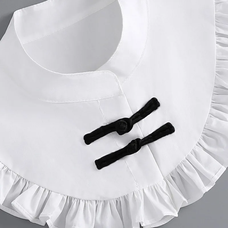 Round Neck Fake Collar for Women Girls Cotton Ruffled Detachable Half Shirt Blouse False Collar Women Clothes Accessories