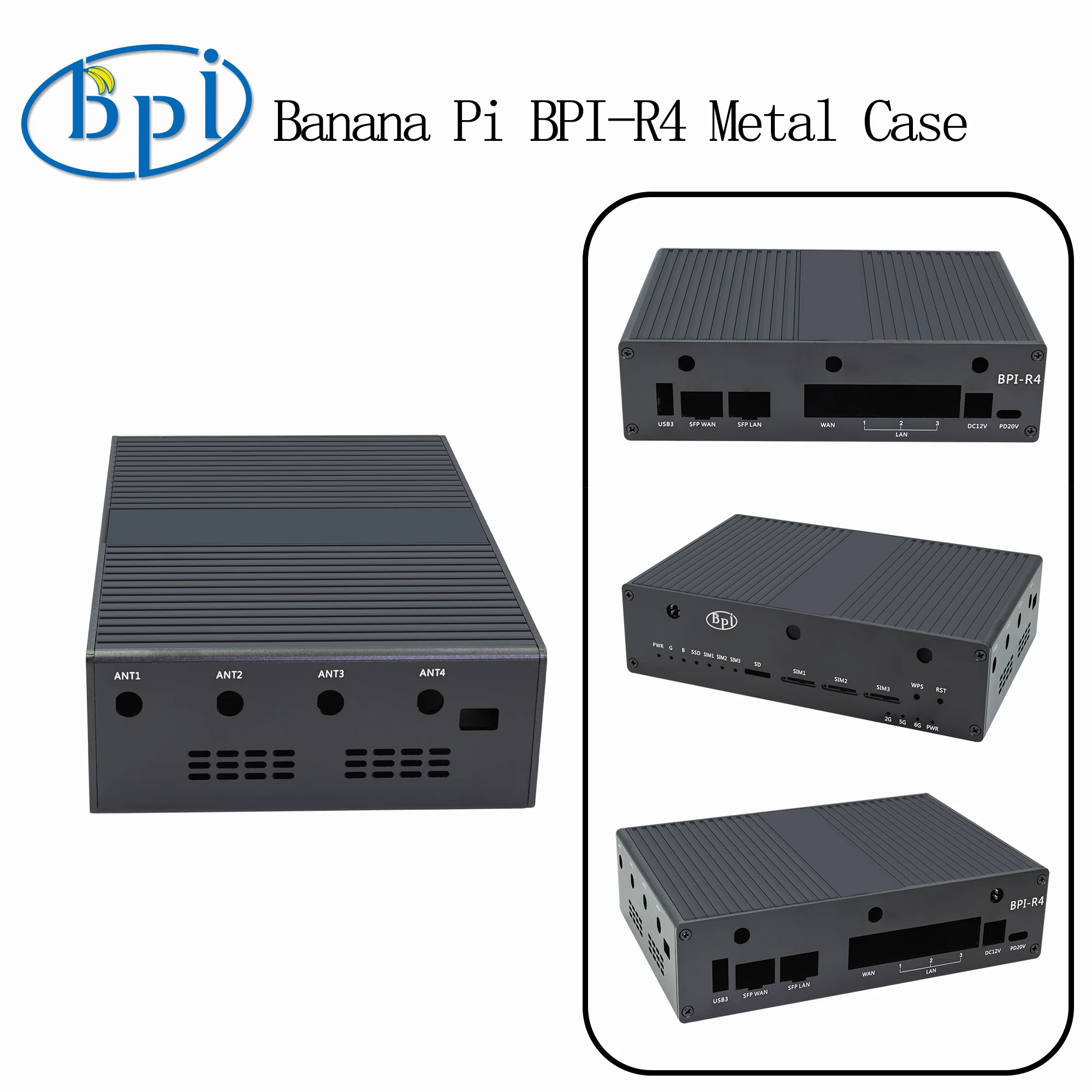 

Banana Pi BPI-R4 Metal Case for Banana Pi BPI-R4 Development Board Accessories