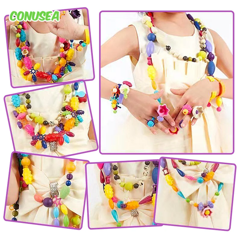 Kinder Handwerk Handgemachte Perlen Spielzeug Kunststoff Armbänder Stick Rollen Diy Perlen Aufkleber Halskette Schmuck Spielzeug für Mädchen Kinder
