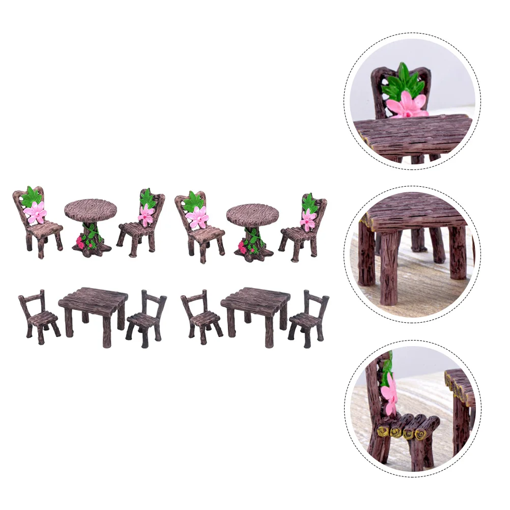 4 セットミニチュア風景アクセサリー細かい細工素敵な小さな装飾 DIY ミニ家具セットミニ樹脂椅子
