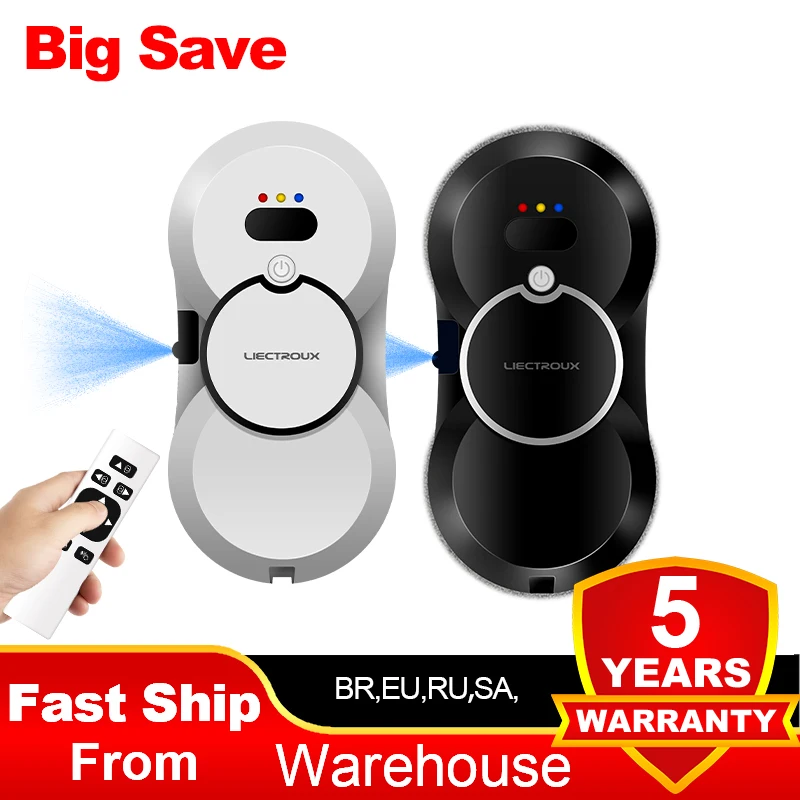 

Robot Window Cleaner Liectroux HCR-10 Water Spraying Ultrathin Window Cleaning Robot, Auto Electric Glass Washer, Strong Vacuum
