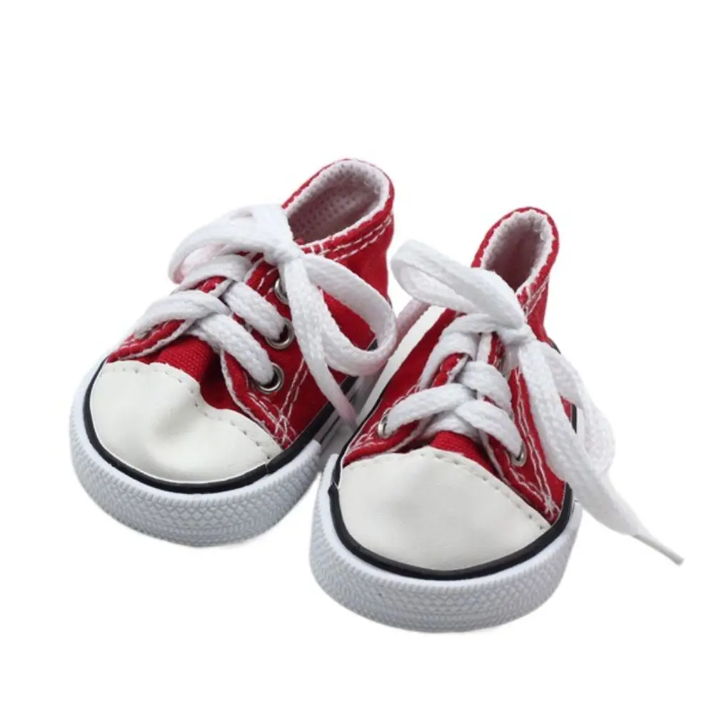 American 18 Inch Girl Doll Canvas Shoes 7cm Fashion Lines Flowers Sneakers Boots For 43cm Baby DIY Russia OG Doll Toy