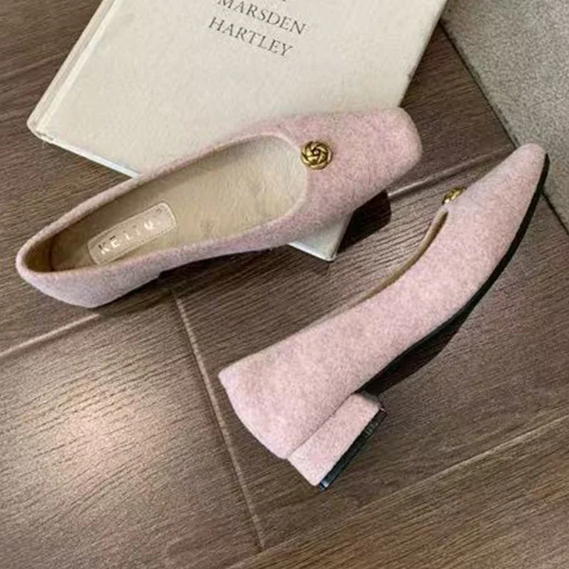 

Flower Women's Heeled Shoes Elegant Fashion Chunky Shoes Square Toe Shallow 2026 Spring Sandals Elegant Dress Cozy Mujer Zapatos