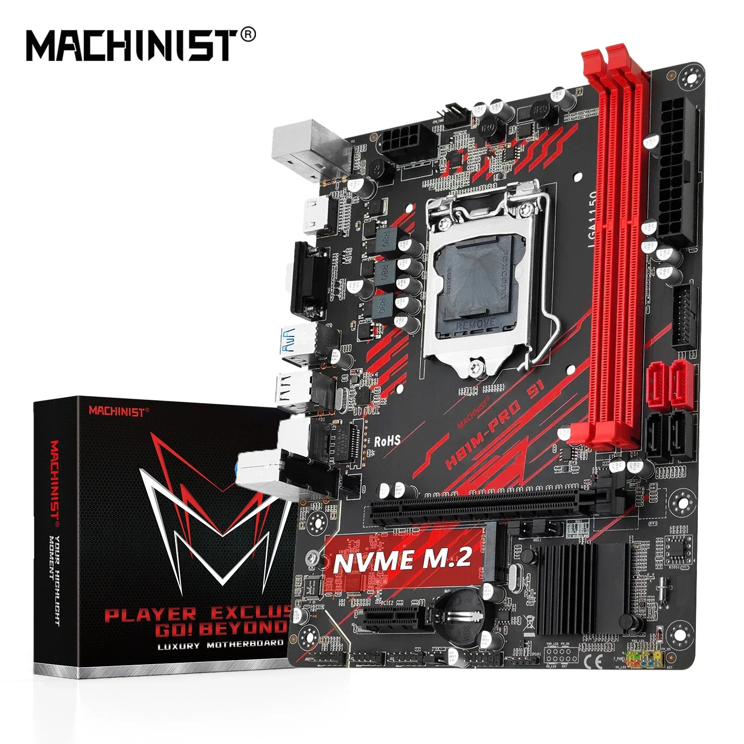 MACHINIST H81 Motherboard LGA 1150 NVME M.2 Slot Support i3 i5 i7/Xeon E3 V3 Processor DDR3 RAM H81M-PRO S1 Mainboard