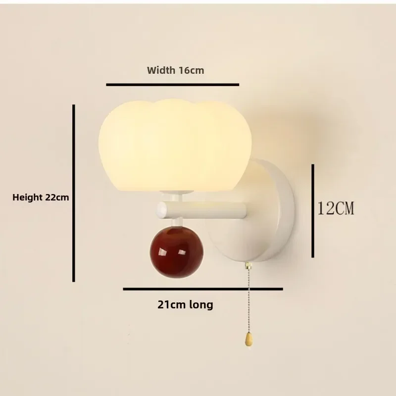 Creamy Pumpkin Wall Lamp Warm Romantic Children's Room Lighting Home Decor House Living Room Wall Sconce Led Light Luminaria