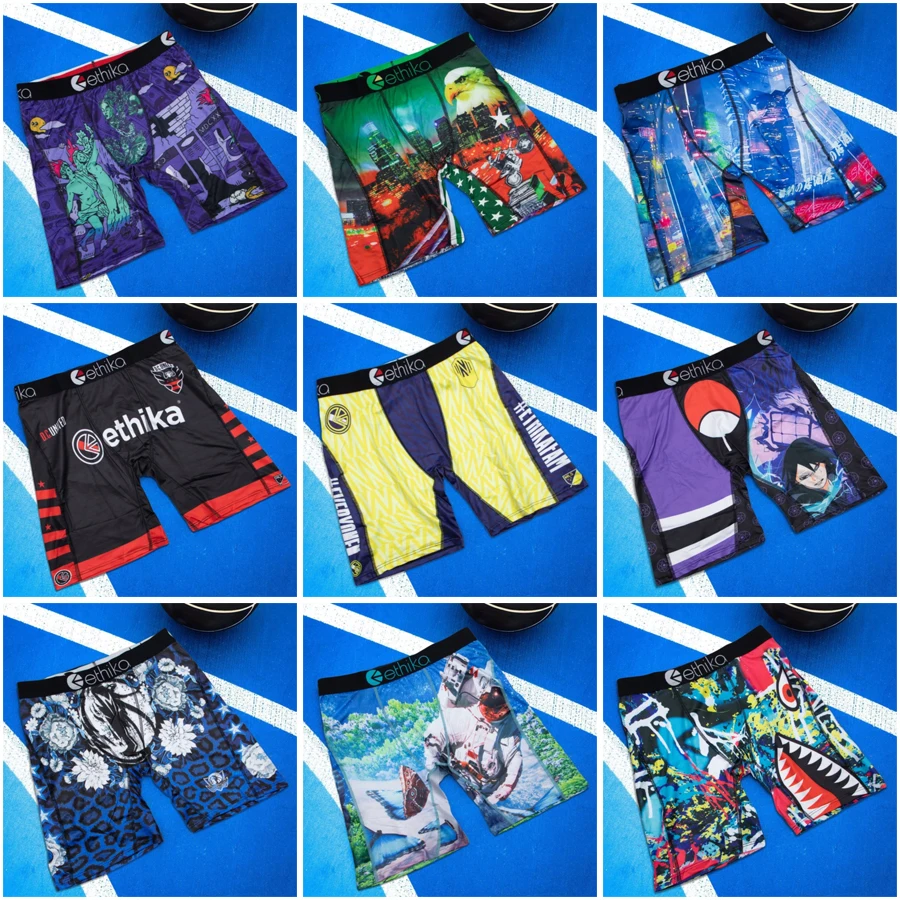

ETHIKA, 1 шт., сексуальное мужское нижнее белье, боксеры, мужские трусы для плавания, большие размеры S-3XL, дышащие мужские трусы с принтом, мужские трусы-боксеры