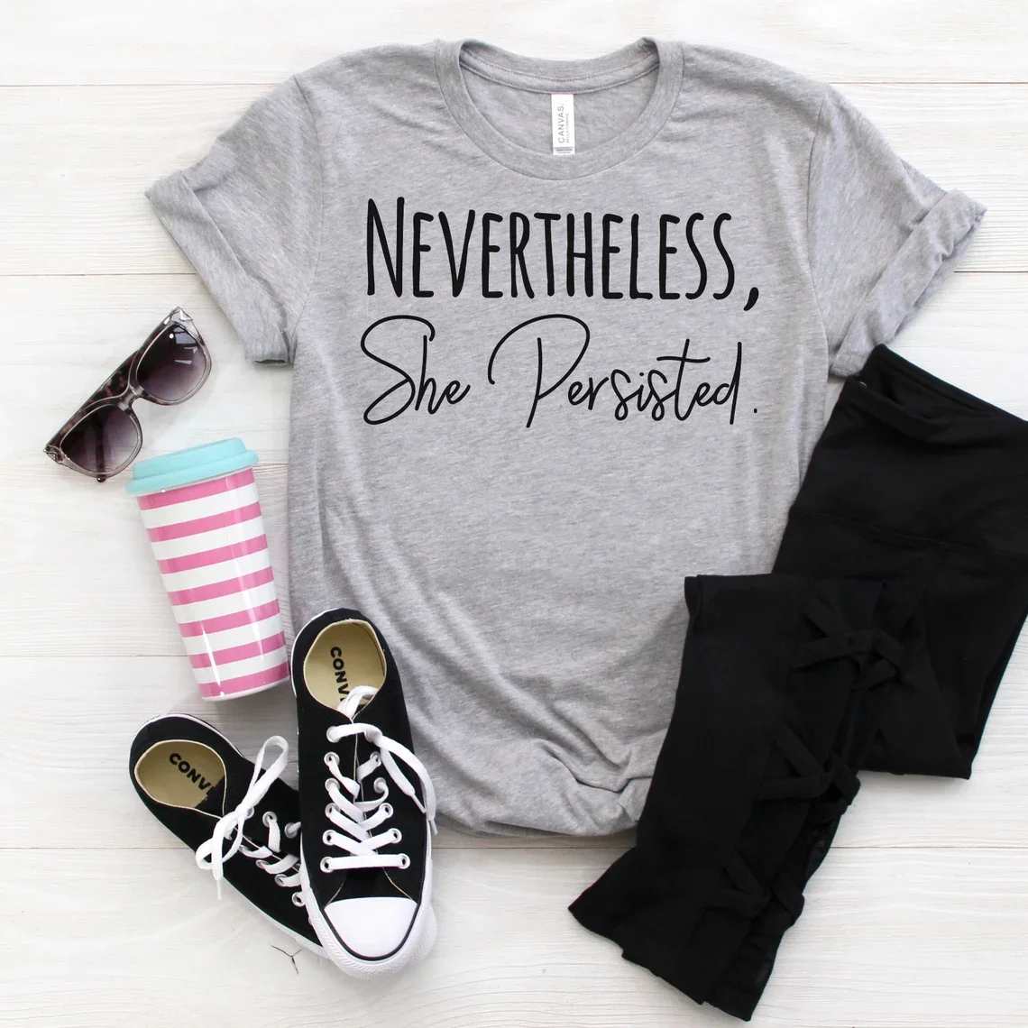 

Skuggnas Nevertheless She Persisted Unisex t-shirt graphic women Tee Shirt cute Casual Tumblr Harajuku aesthetic Kawaii Tops