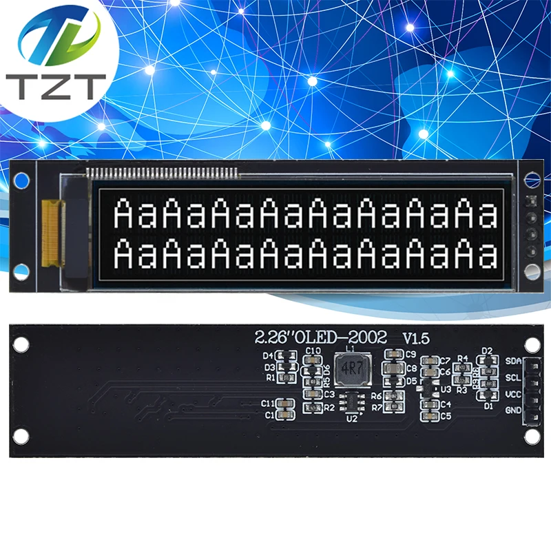 

TZT 2.26 Inch 4PIN White OLED Screen Module IPS 1602 Character OLED Screen KS0066 Drive IC IIC Interface 3.3V For Arduino