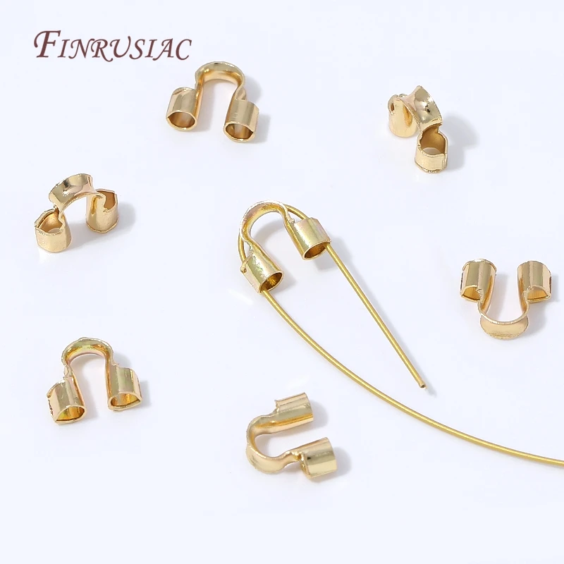 18K Gold Plated Wire Guard Wire Protector Thread Protector U Shape Loops For DIY Bracelet Necklace Jewelry Making Findings