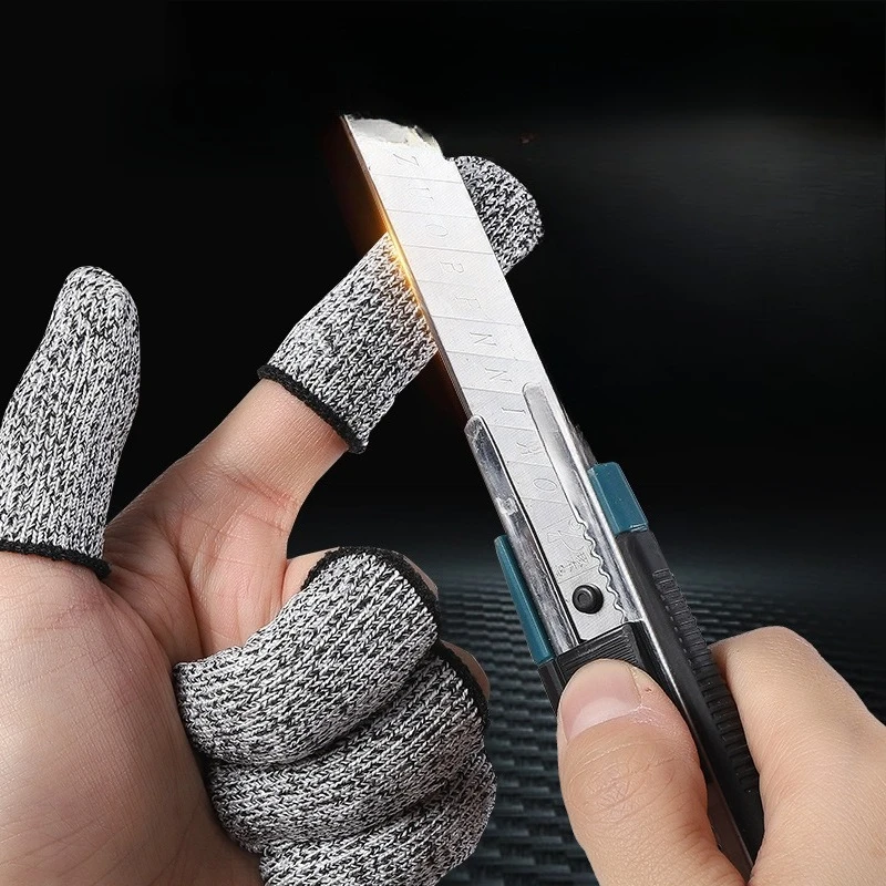 5pcs Level 5 Cut Resistant Finger Sleeve HPPE Elastic Wear-resistant Thumb Cutter Picking Protective Labor Gloves Finger Cover