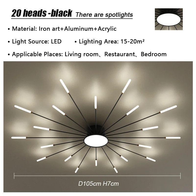 VIGOUS Modern Creative LED Ceiling Light Gold Black 8