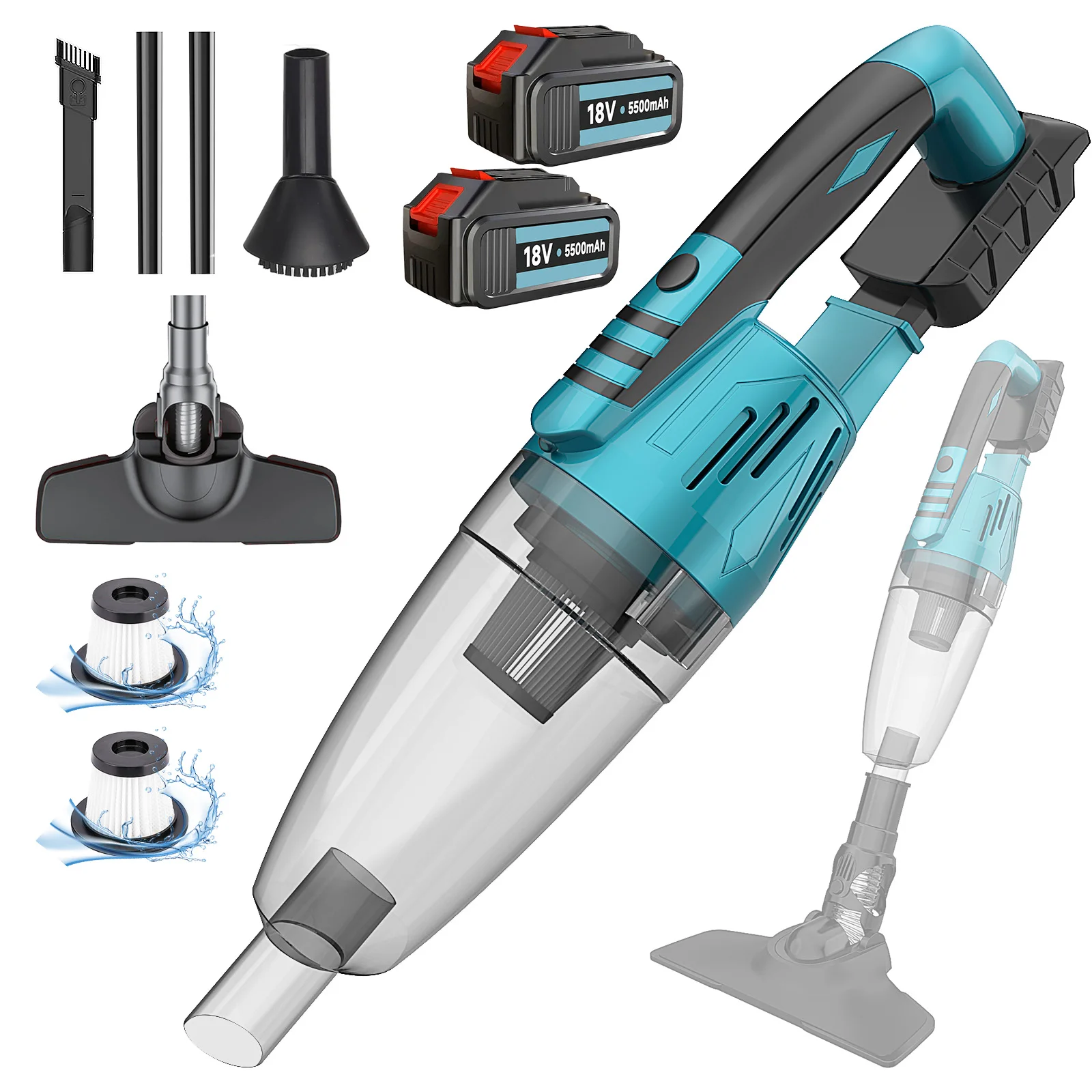 Handheld Cordless Vacuum Cleaner-Lightweight Car Vacuum Cleaner, Led Lights, Waterproof Hepa Filter-for Car, Sofa, Pet Cleaning