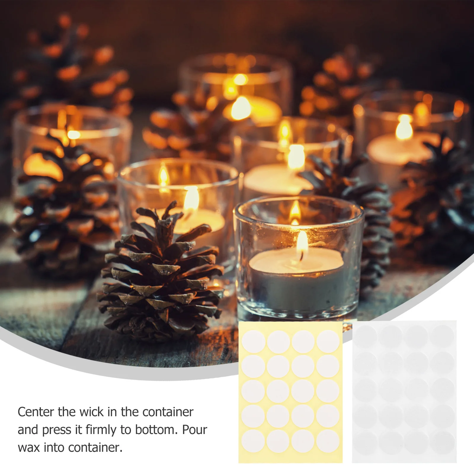 

100Pcs Wick Stickers Double-Sided Adhesive Heat Resistant Tape for Making Accessories Yellow White