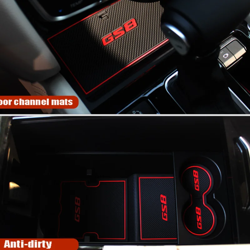 

For Trumpchi GS8 2017-2021 GAC 2021 Car Non-Slip Mat Door Groove Pad Rubber Gate Slot Cup Cushion Decoration Accessories For LHD