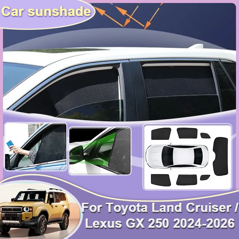 

Car Mesh Sunshade For Toyota Land Cruiser Prado 250 Lexus GX J250 2024 2025 2026 Sun Visor Curtain Window Covers Car Accessories