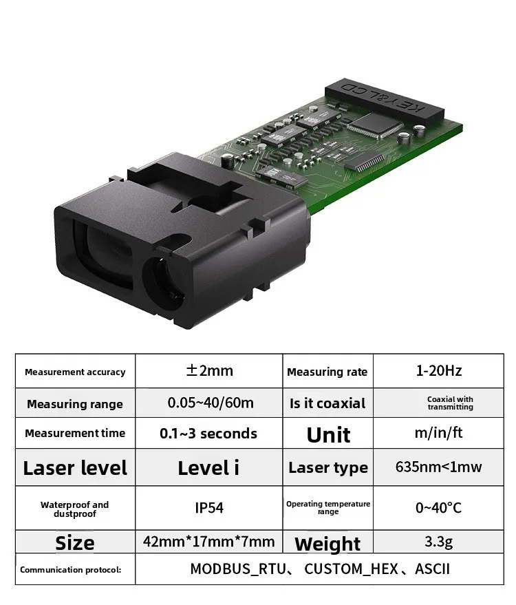 Hochpräzises Laser-Entfernungsmessmodul, Fabrik-Infrarot-Entfernungsmodul, Sensormodul, 60 Reis – Detail 3