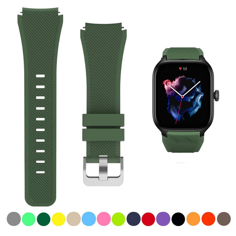 Ремешок для часов Amazfit GTS/2/2e/3/4 GTS2 Mini/GTR 4/3/Pro/47 мм/GTR2/2e/stratos 2/3, силиконовый браслет Amazfit ремешок bip