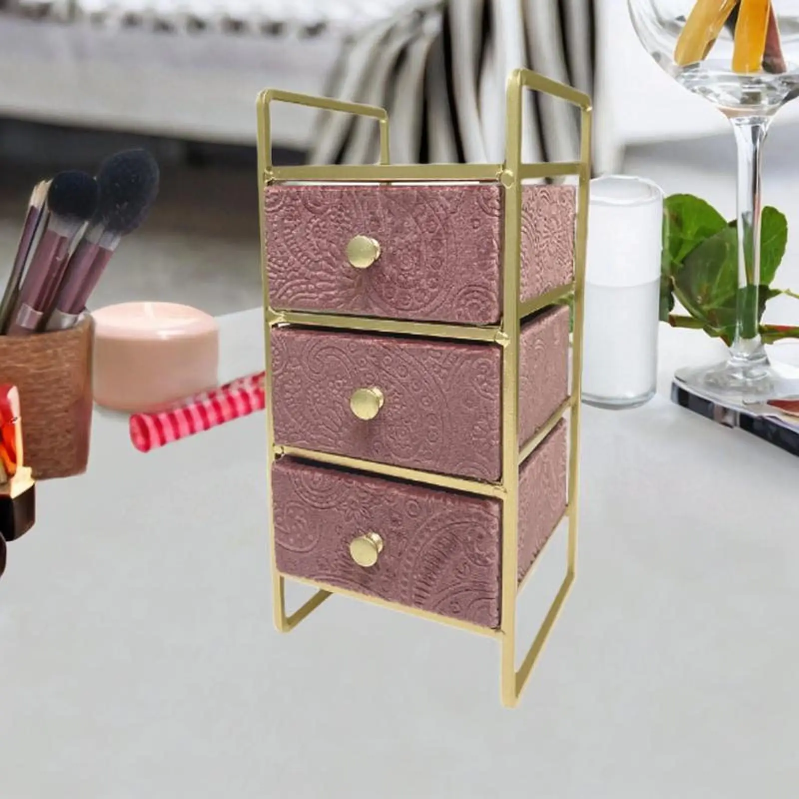 

Шкатулка для драгоценностей Шкаф для драгоценностей с 3 ящиками Футляр для драгоценностей Держатель для ювелирных изделий Органайзер для колец Брелок Запонки для туалетного столика