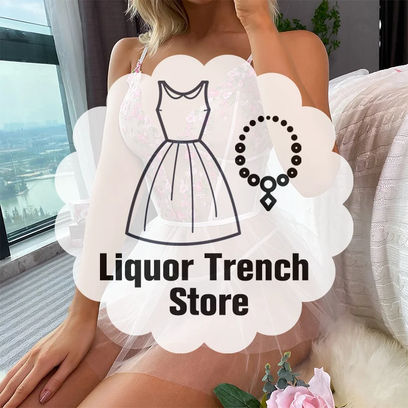 

Fashionable Casual Lingerie Sexy Women's White Mesh Suspender Nightgown