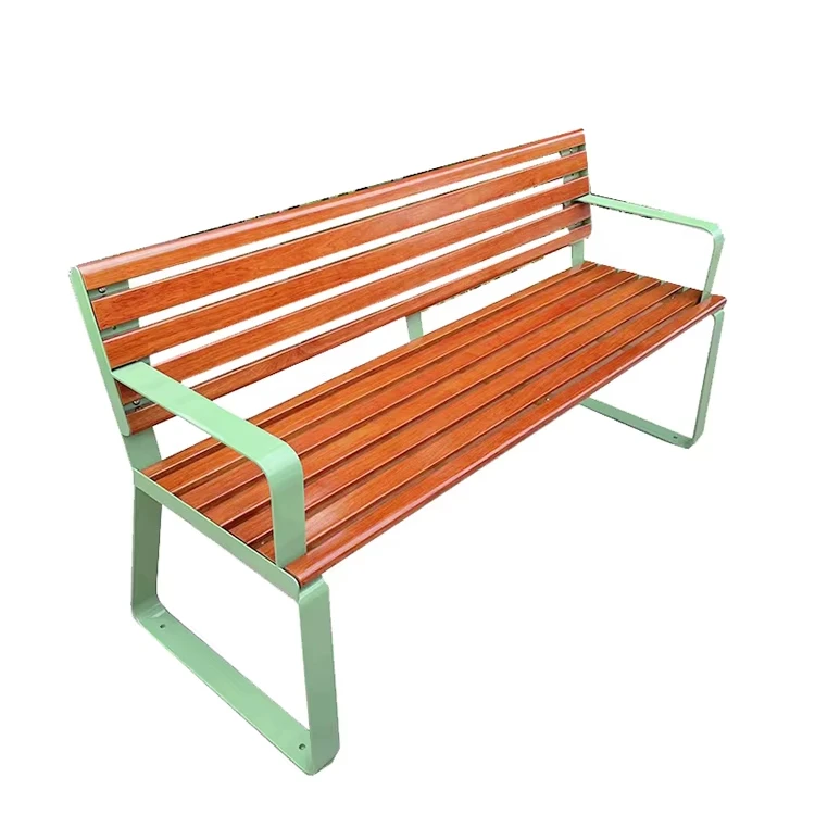 

Modern Outdoor Style Solid Wood Garden Bench Home Bar Park Galvanized Steel Plate Seat Outdoor Leisure Courtyard