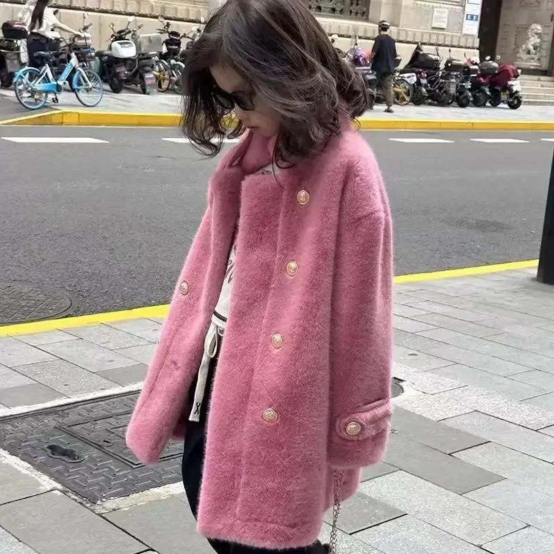 Girls 2025 Autumn Winter New Loose White Casual Sweater Coat Imitation Mink Velvet Jackets kids Jacket