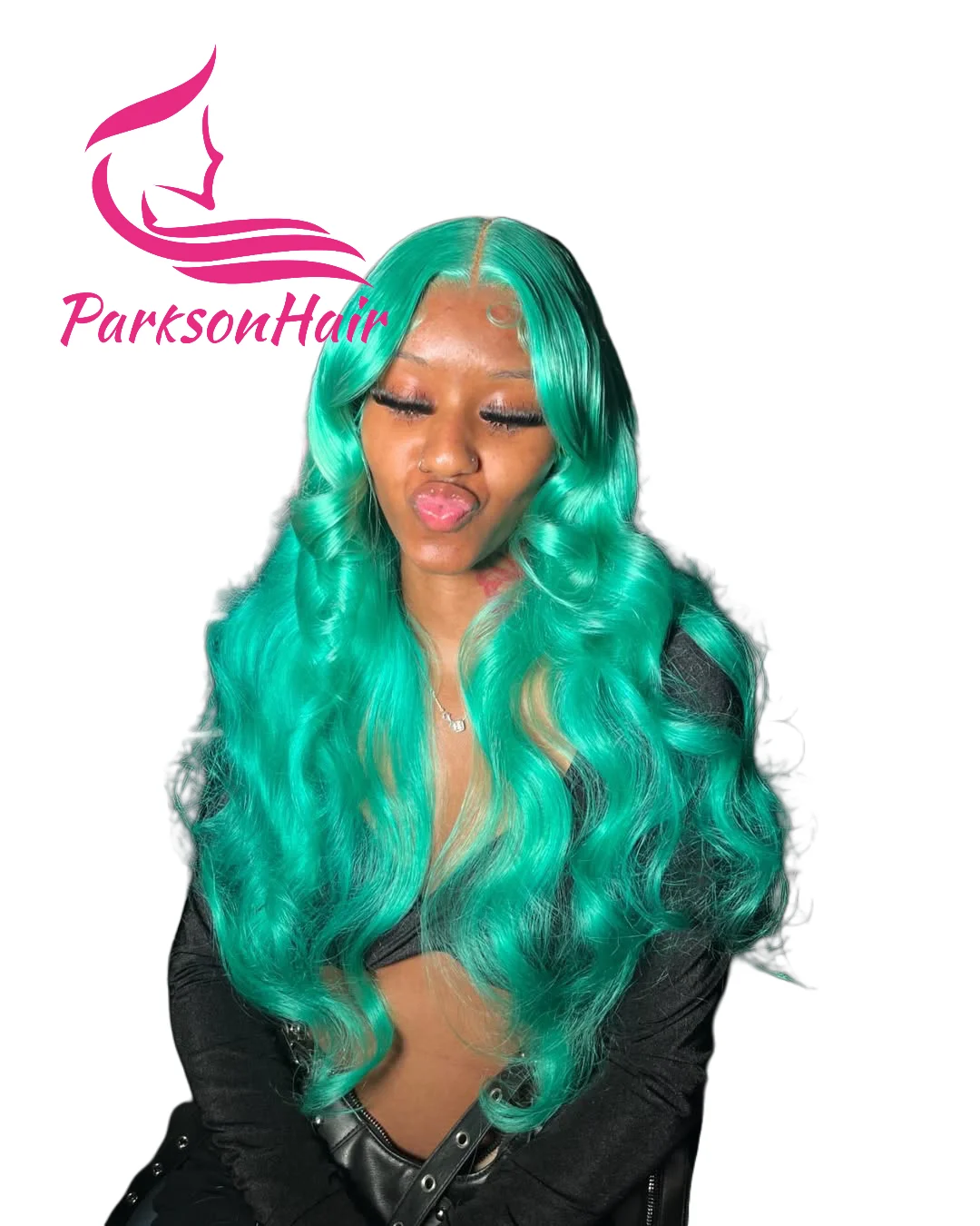 민트 그린 바디 웨이브 글루리스 인모 가발 5x5 레이스 클로저 가발 브라질산 생머리 블론드 컬러 레이스 프론트 가발 바로 착용 가능