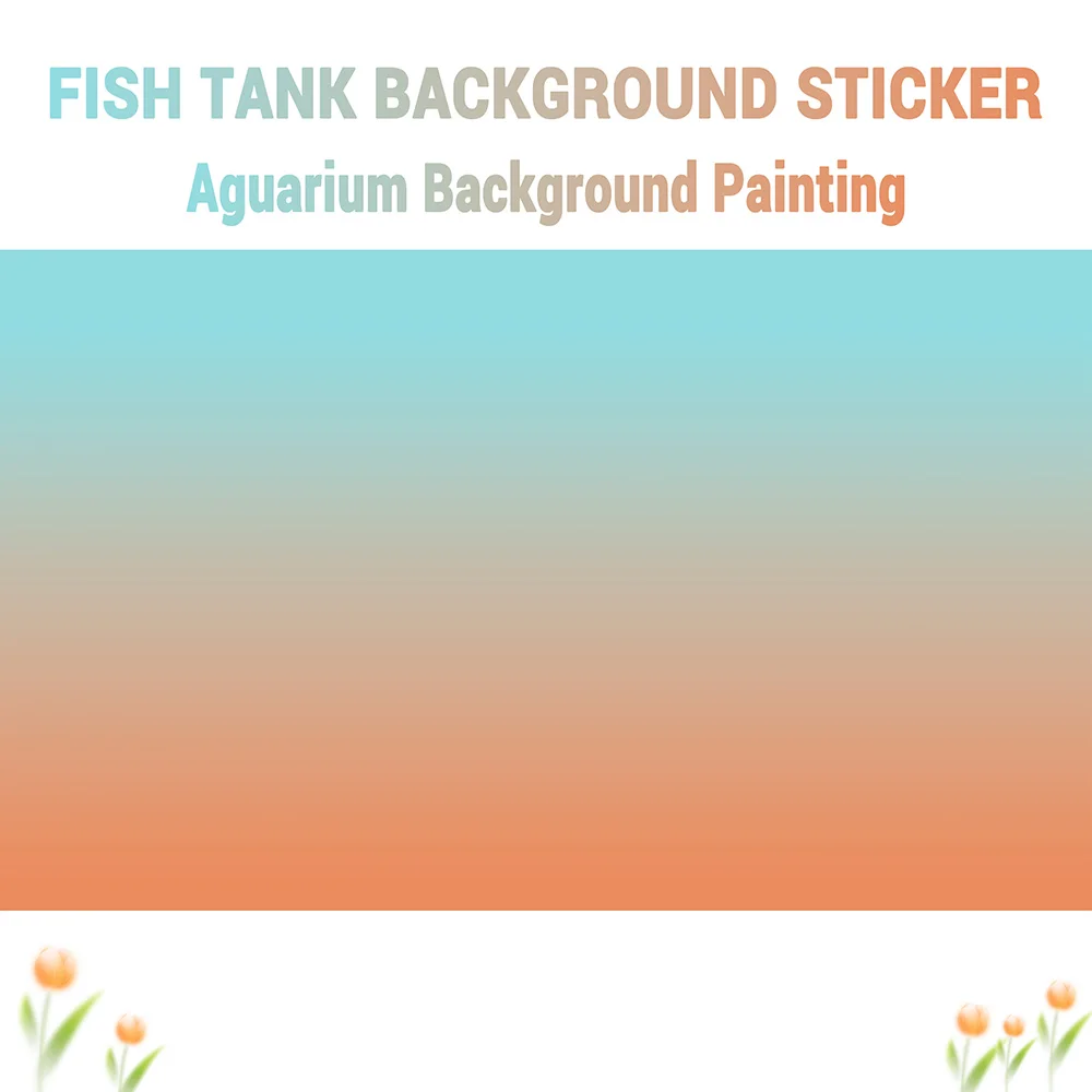 Blue Orange Gradient, Fish Tank Background Painting, Aquarium Background Sticker, HD, Front Self-Adhesive, Landscape Ornaments