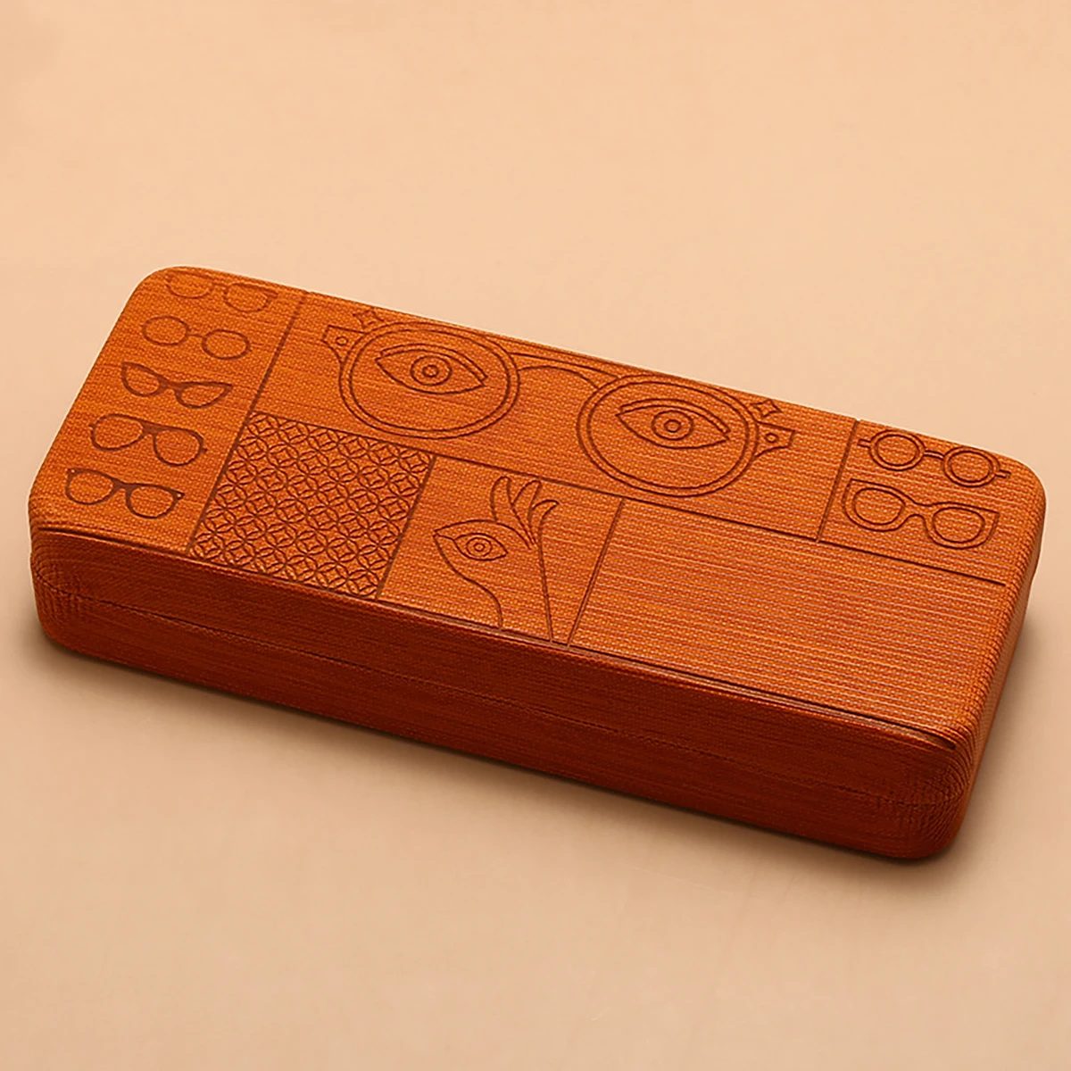 Geometric Pattern Eyeglass Case, Portable Stylish Square Eyeglass Storage Case with Embossed Design, Men's Fashion Accessory image 3